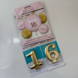 Sweet 16 Gold Balloon Bouquet + Candles